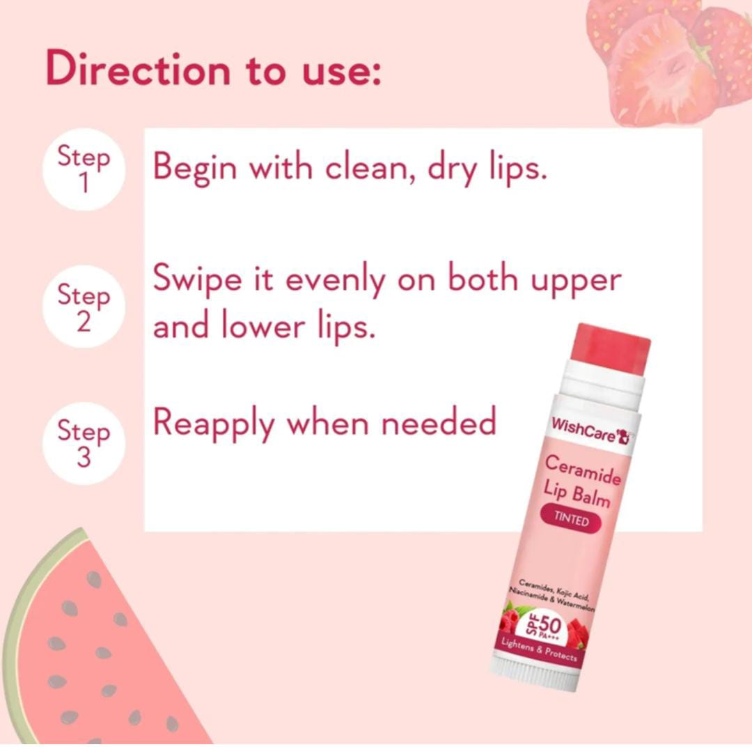 Tinted Ceramide Lip Balm with SPF50 PA+++ -Kojic Acid & Niacinamide - For Lip Lightening | 5g