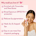 Tinted Ceramide Lip Balm with SPF50 PA+++ -Kojic Acid & Niacinamide - For Lip Lightening | 5g