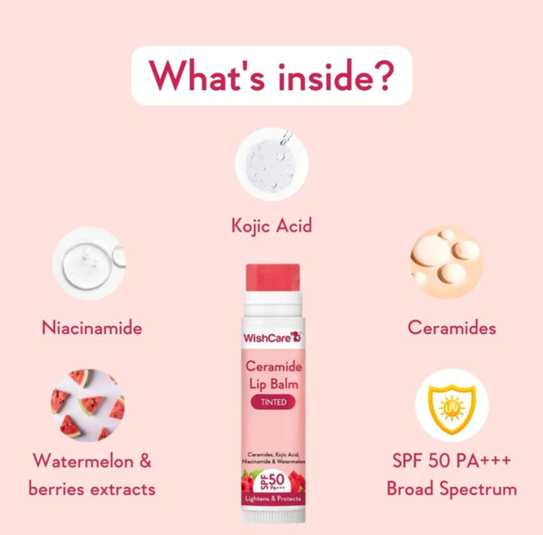 Tinted Ceramide Lip Balm with SPF50 PA+++ -Kojic Acid & Niacinamide - For Lip Lightening | 5g