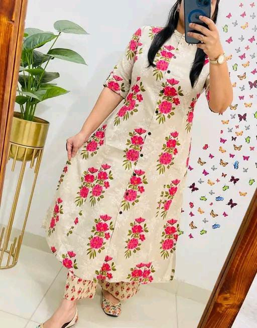 Floral Kurti With Bottomwear