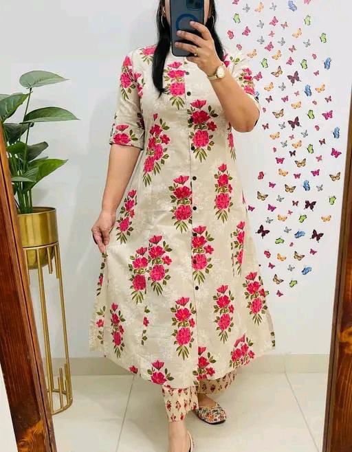Floral Kurti With Bottomwear