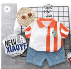 NEWW BOY'S STRIPED T-SHIRT WITH TORN SHORTS. KIDS