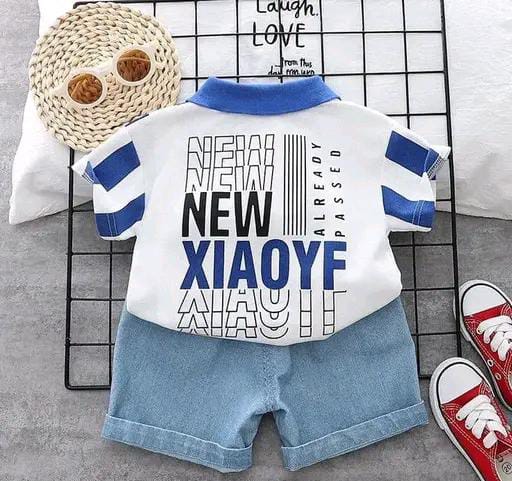 NEWW BOY'S STRIPED T-SHIRT WITH TORN SHORTS. KIDS