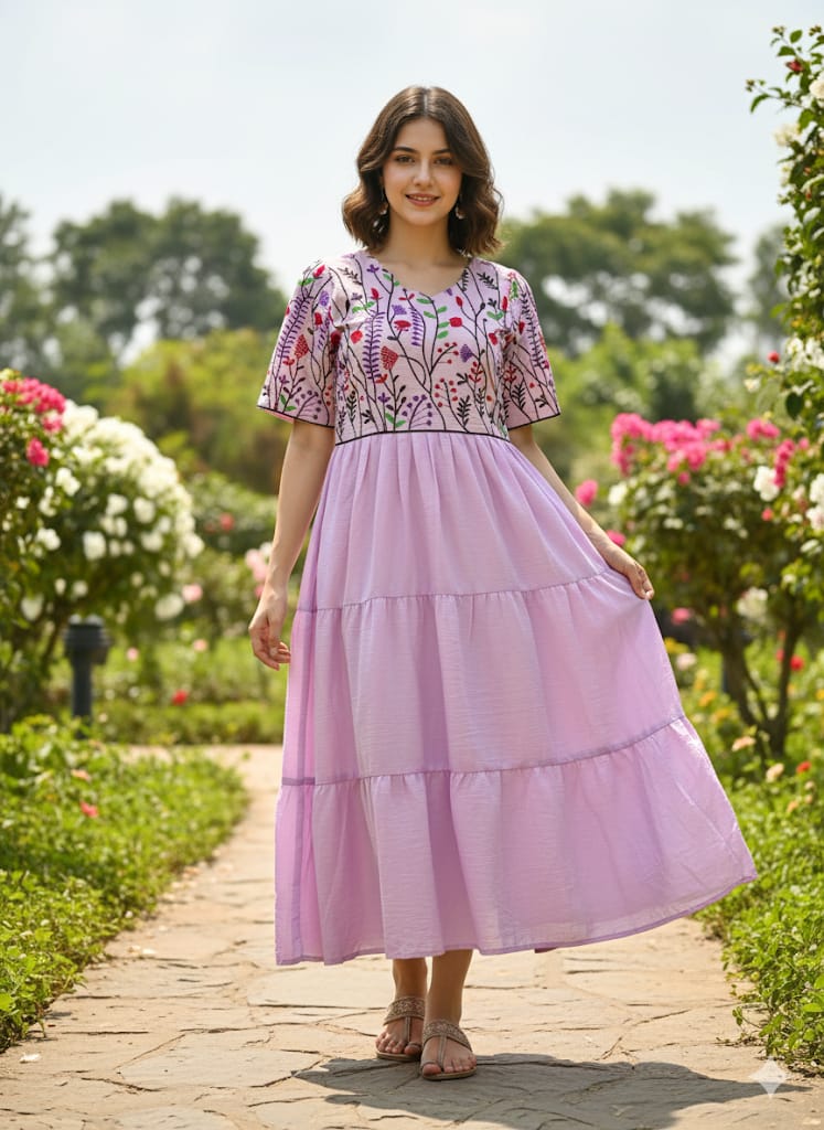 Exquisite Chain Stitch Embroidery Dress