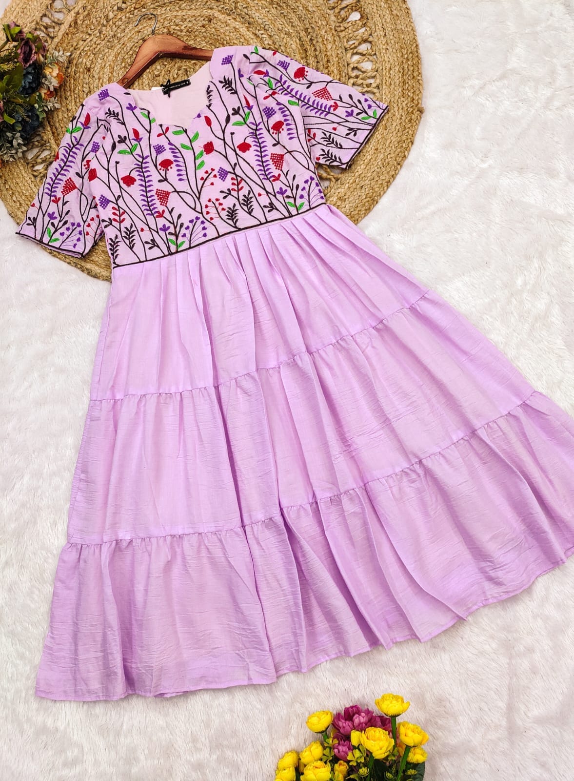 Exquisite Chain Stitch Embroidery Dress