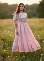 Exquisite Chain Stitch Embroidery Dress