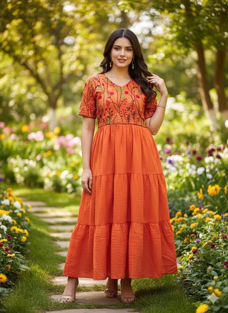 Exquisite Chain Stitch Embroidery Dress