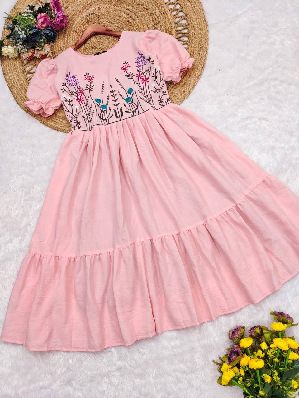 Exquisite Chain Stitch Embroidery Dress