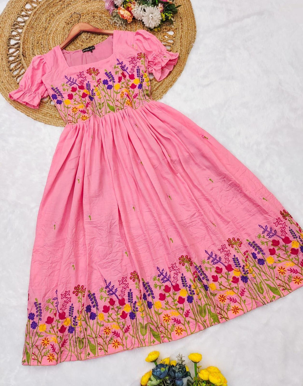 Exquisite Chain Stitch Embroidery Dress