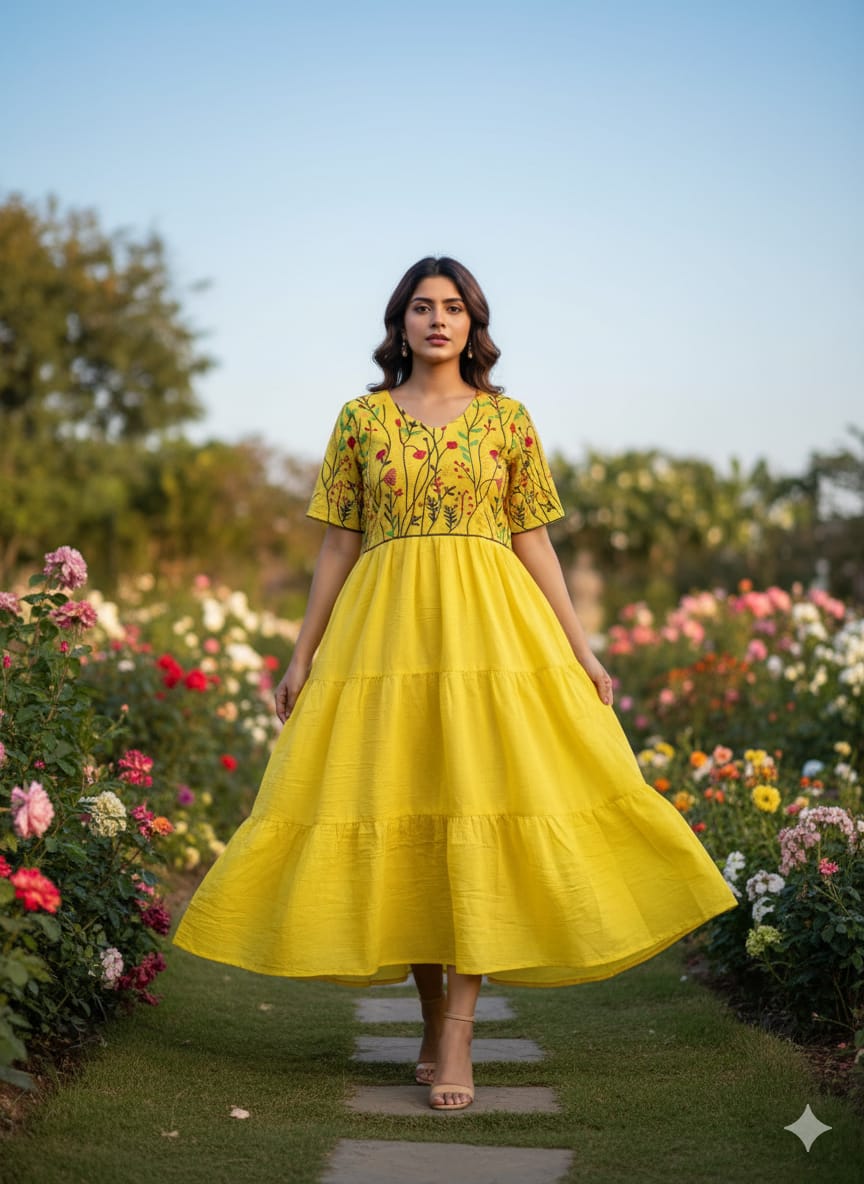 Exquisite Chain Stitch Embroidery Dress