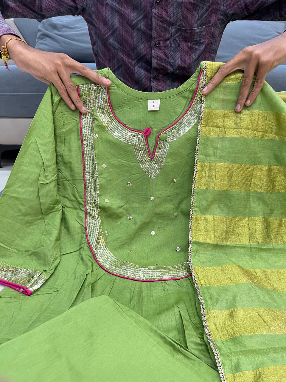 Beautiful Suit Sets in Pure Mul Chanderi Top with Pant