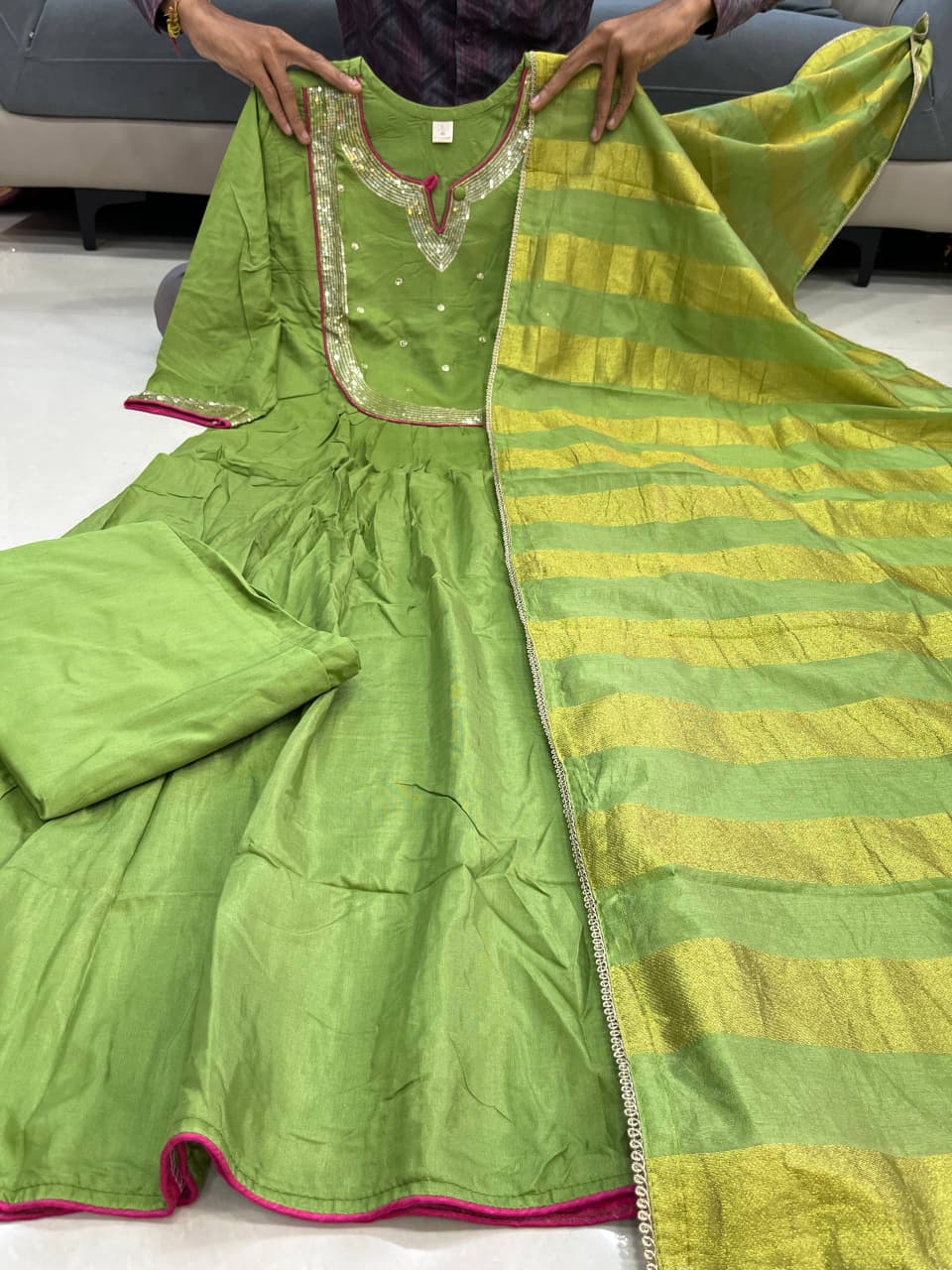 Beautiful Suit Sets in Pure Mul Chanderi Top with Pant