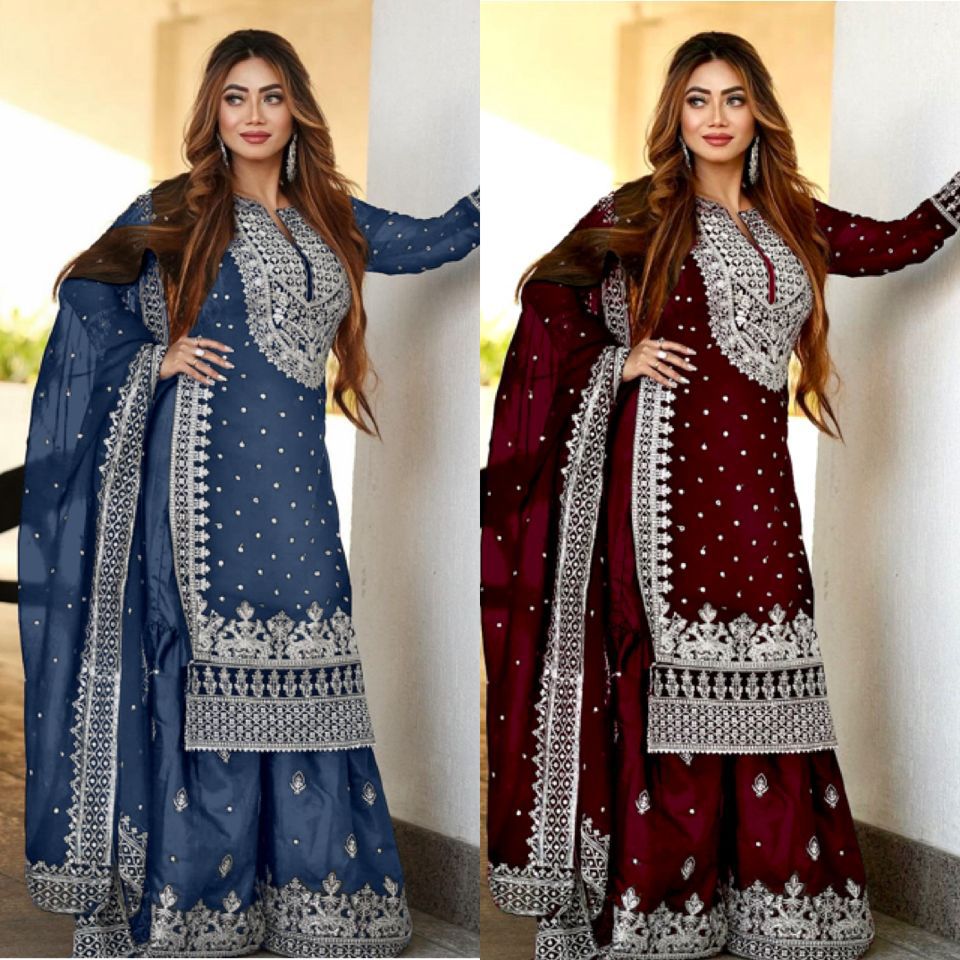 Heavy Faux Georgette Top -Embroidery