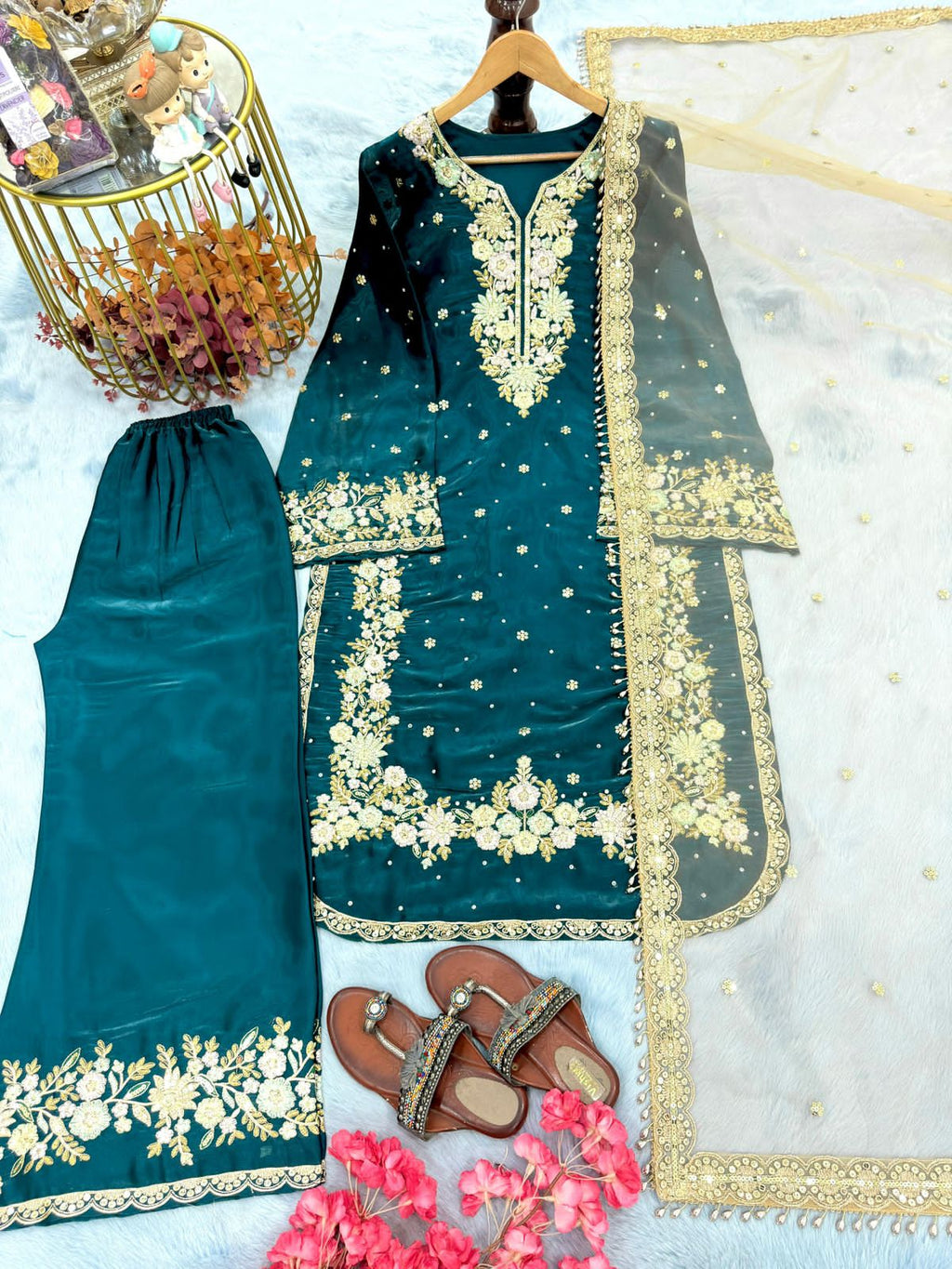 Designer Party Wear Look Pur Jimmy Choo Top Plazzo & Dupatta Set 2