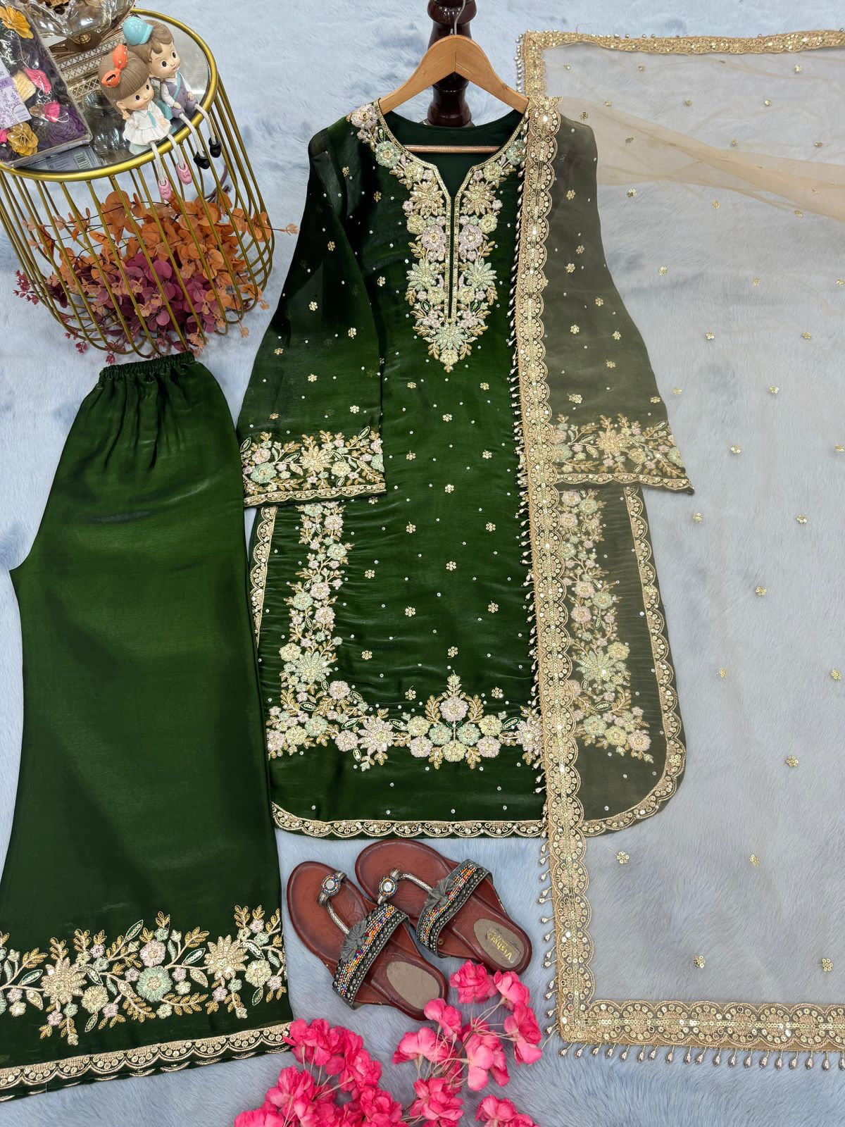 Designer Party Wear Look Pur Jimmy Choo Top Plazzo & Dupatta Set
