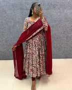 Cotton Anarkali Hand Block Printed Kalamkari