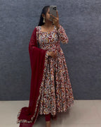 Cotton Anarkali Hand Block Printed Kalamkari