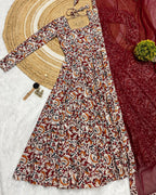 Cotton Anarkali Hand Block Printed Kalamkari