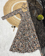 Cotton Anarkali Hand Block Printed Kalamkari