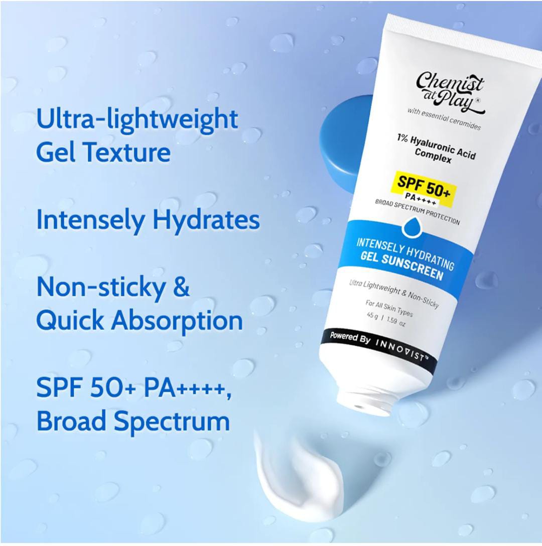 Intensely Hydrating Gel Sunscreen SPF 50+1 Ultralight, Non-Sticky &amp; Quick-Absorbing | 45g