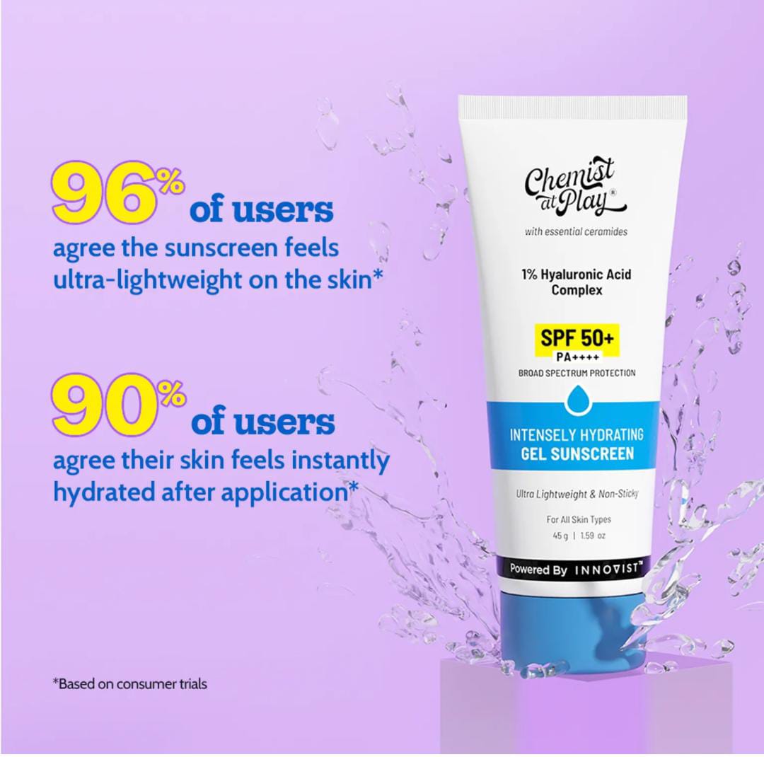 Intensely Hydrating Gel Sunscreen SPF 50+1 Ultralight, Non-Sticky &amp; Quick-Absorbing | 45g