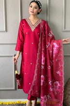 Chanderi Silk Kurti With Dupatta & Bottomwear