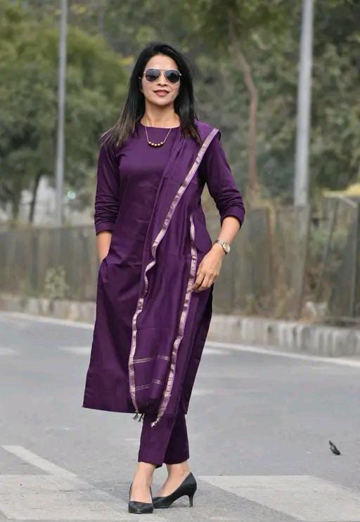 Cotton Silk Kurta & cotton silk bottomwear with Chanderi Cotton Shawl #205