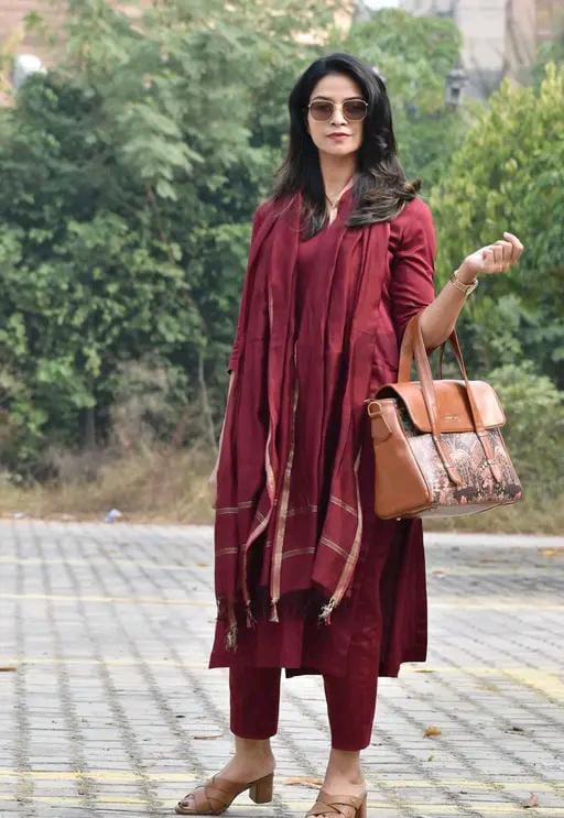Cotton Silk Kurta & cotton silk bottomwear with Chanderi Cotton Shawl #205