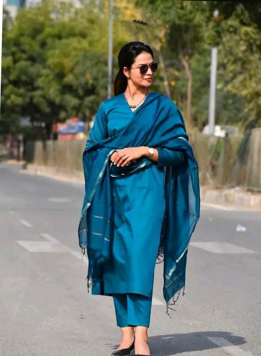 Cotton Silk Kurta & cotton silk bottomwear with Chanderi Cotton Shawl #205