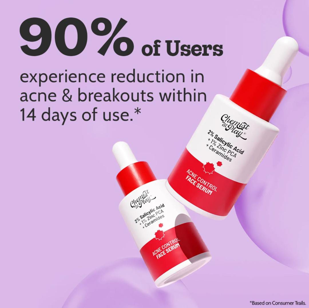 Chemist at Play. Face Serum Treats Active Acne, Controls Excess Oil | 30ml