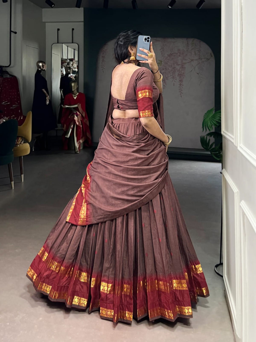 Chanderi Cotton Half Saree Lehenga Choli