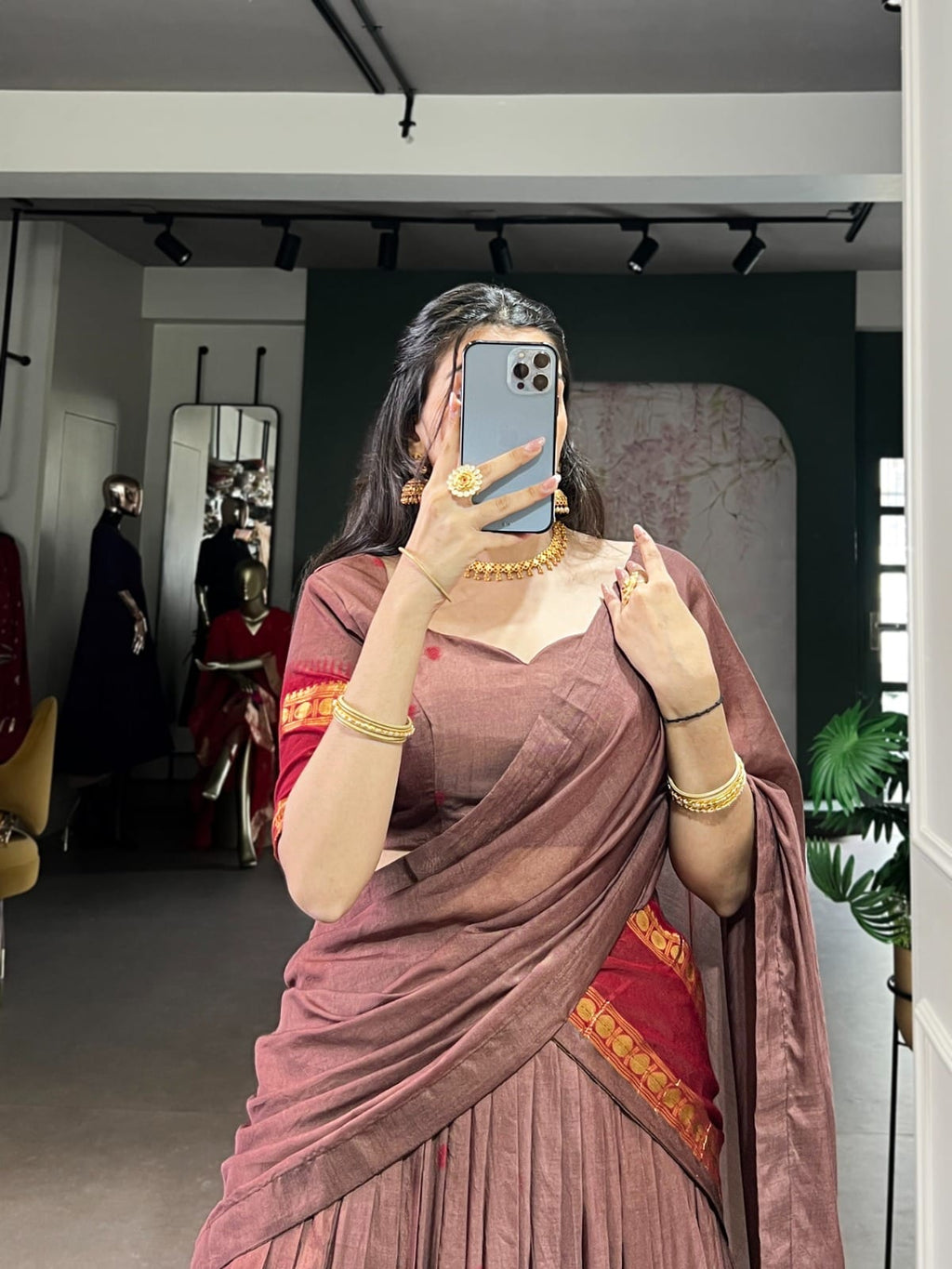 Chanderi Cotton Half Saree Lehenga Choli