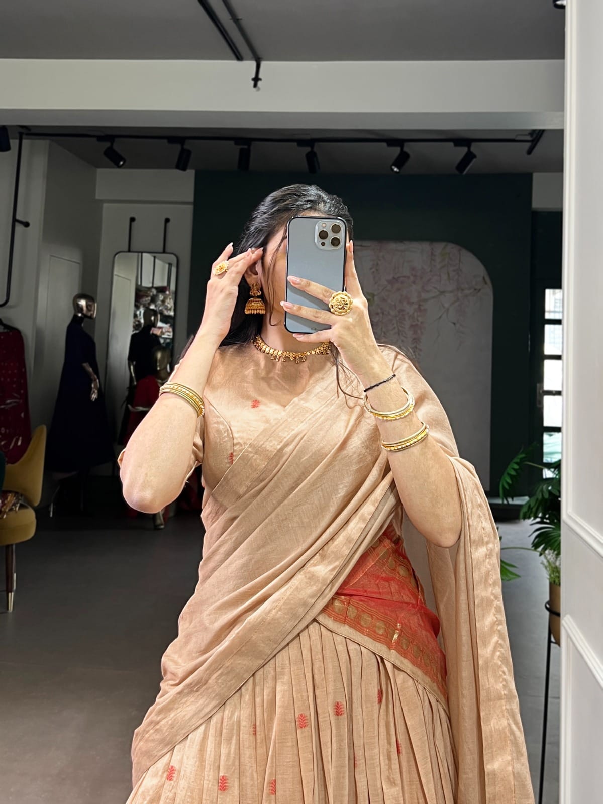 Chanderi Cotton Half Saree Lehenga Choli