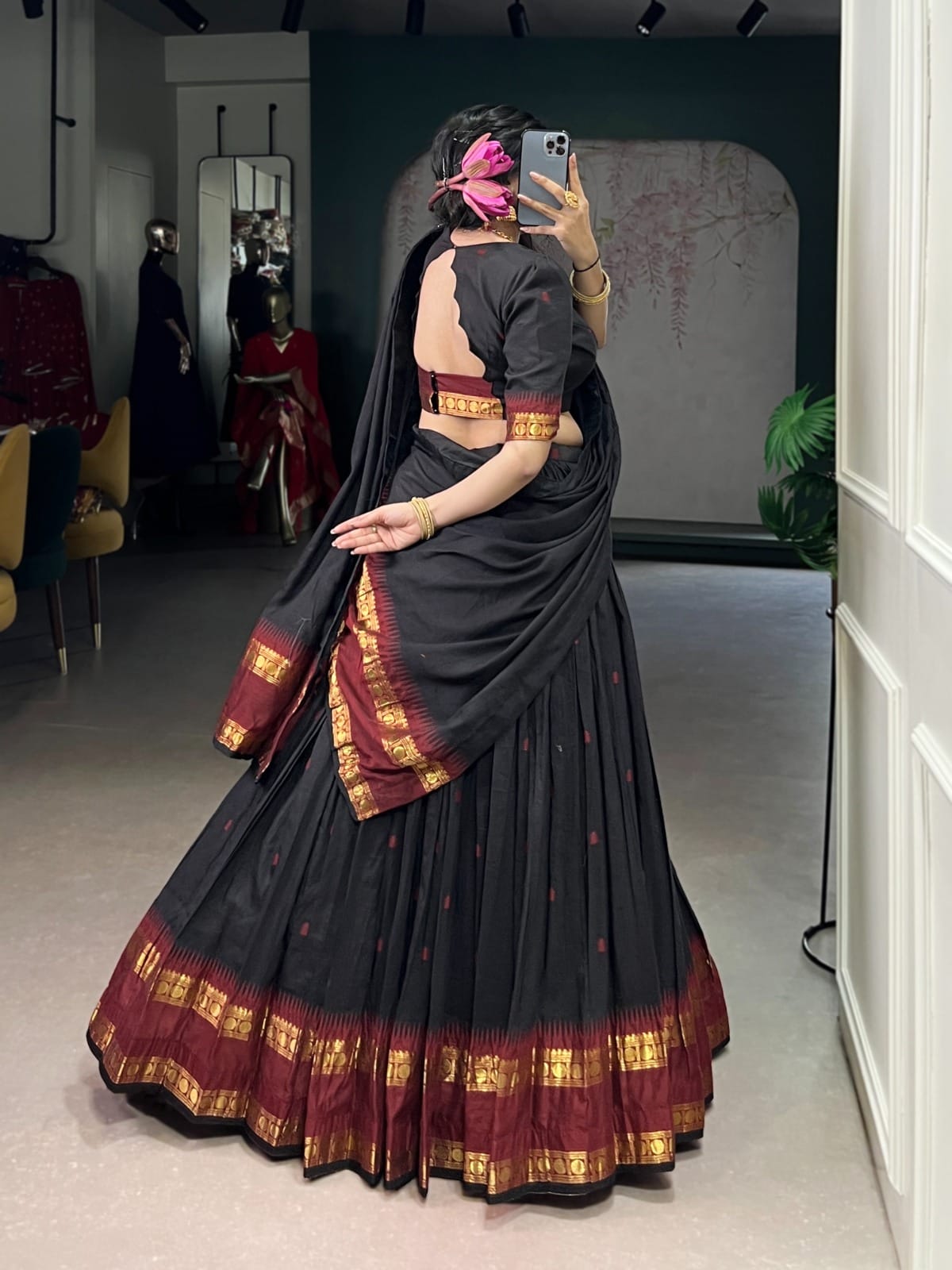 Chanderi Cotton Half Saree Lehenga Choli