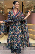 Printed Rayon Kurta with Three-quarter sleeves