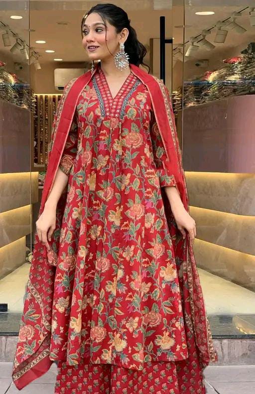 Printed Rayon Kurta with Three-quarter sleeves