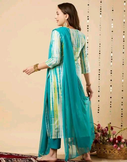 Multicolor Rayon Kurta set with Delicate Floral Embroidery