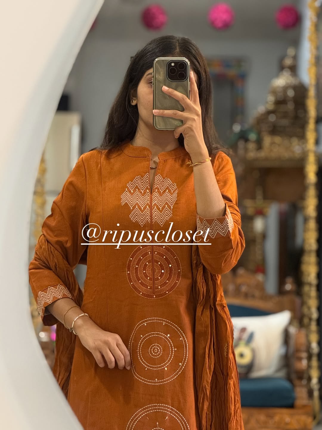 Pure Mul Cotton Top & Pant With Dupatta Set