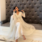 Chinon Silk Anarkali Gown, Dupatta & Bottom Set