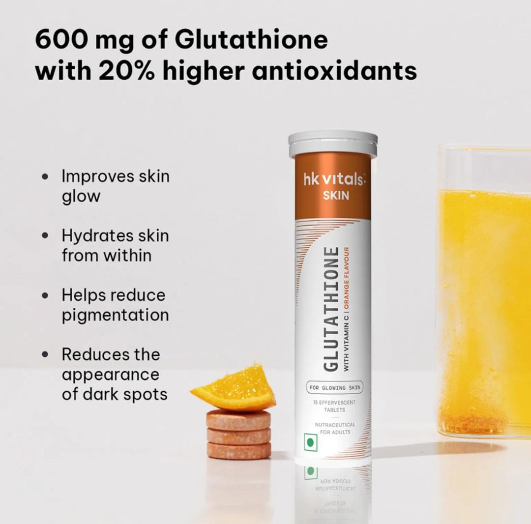 HK Vitals Glutathione Effervescent Tablets Orange | 15 Tablets
