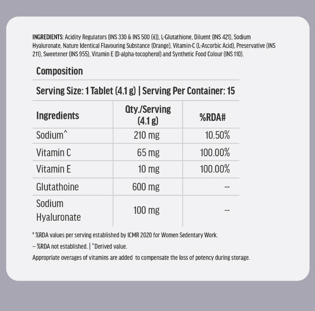 HK Vitals Glutathione Effervescent Tablets Orange | 15 Tablets