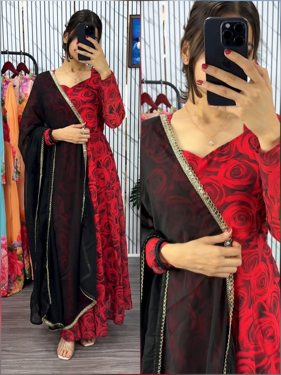 Georgette Anarkali with Duppatta