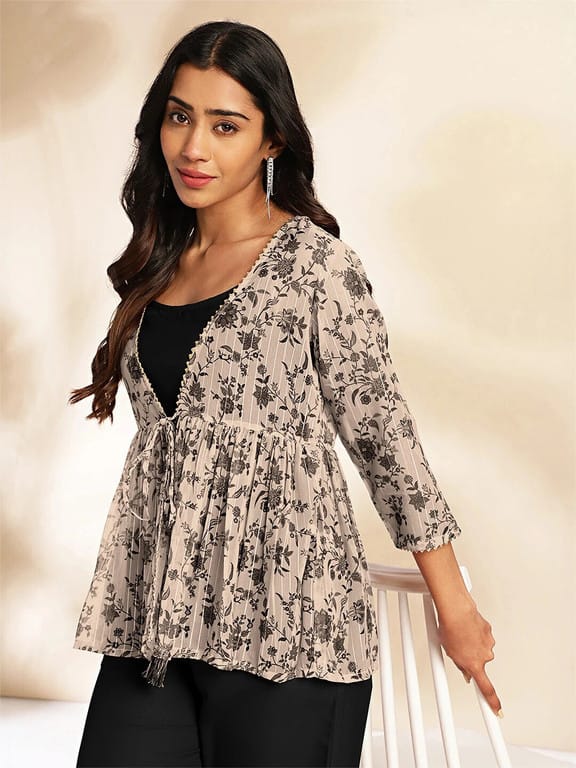 Wine Solid Crop Top with Pant and Jacket