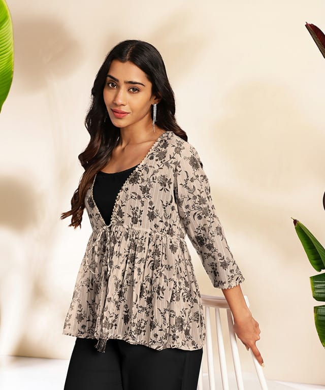 Wine Solid Crop Top with Pant and Jacket