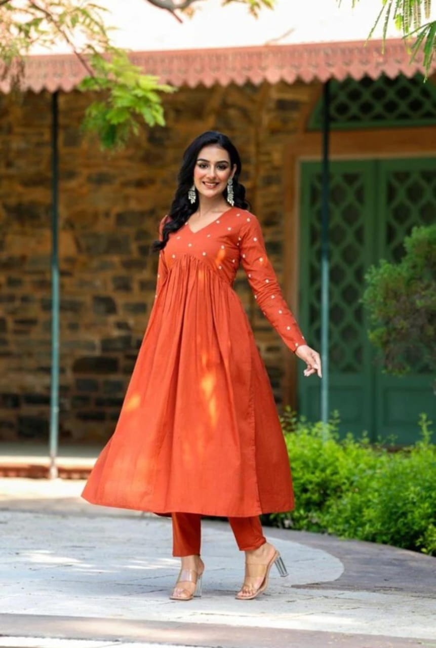 Aliya Cut Floral Embroidery Kurta Pant Set