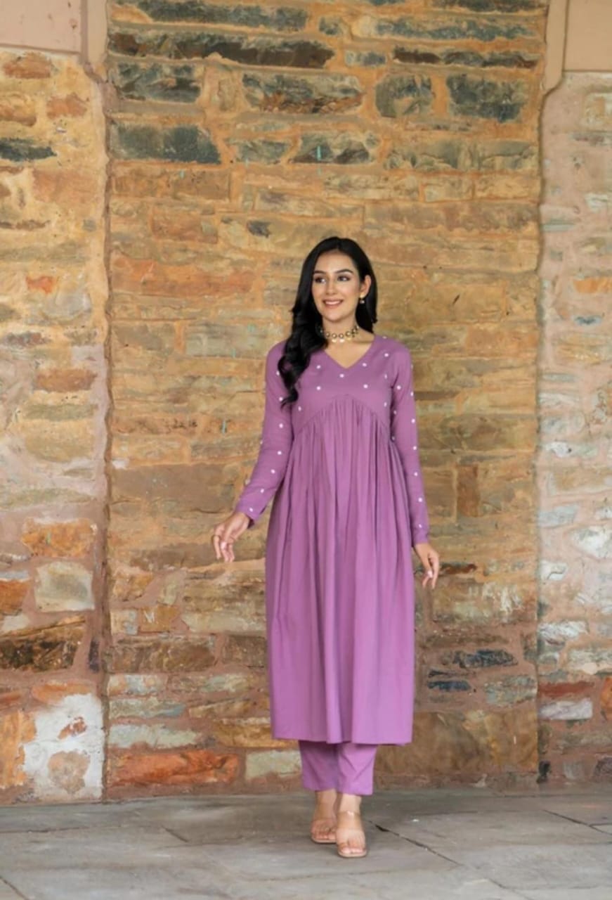 Aliya Cut Floral Embroidery Kurta Pant Set