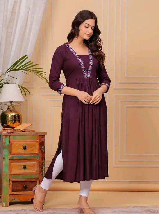 Breathable Rayon Kurtis with three-quarter sleeves
