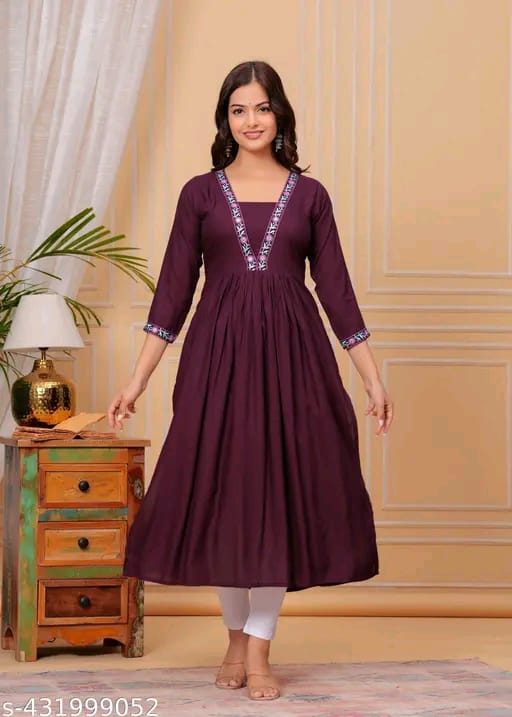 Breathable Rayon Kurtis with three-quarter sleeves
