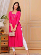 Breathable Rayon Kurtis with three-quarter sleeves