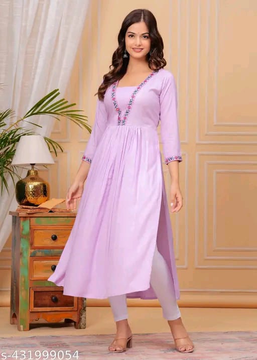 Breathable Rayon Kurtis with three-quarter sleeves